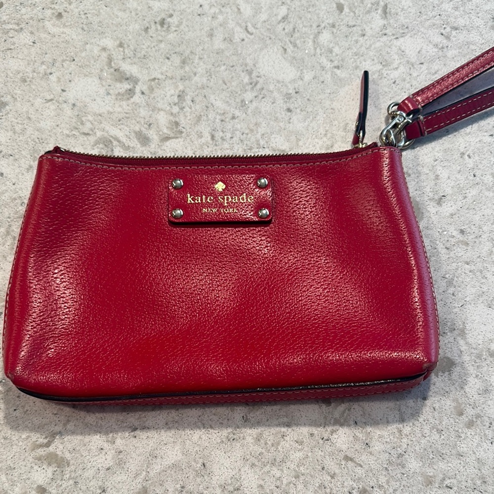 Kate Spade Red Pebbled Leather Clutch